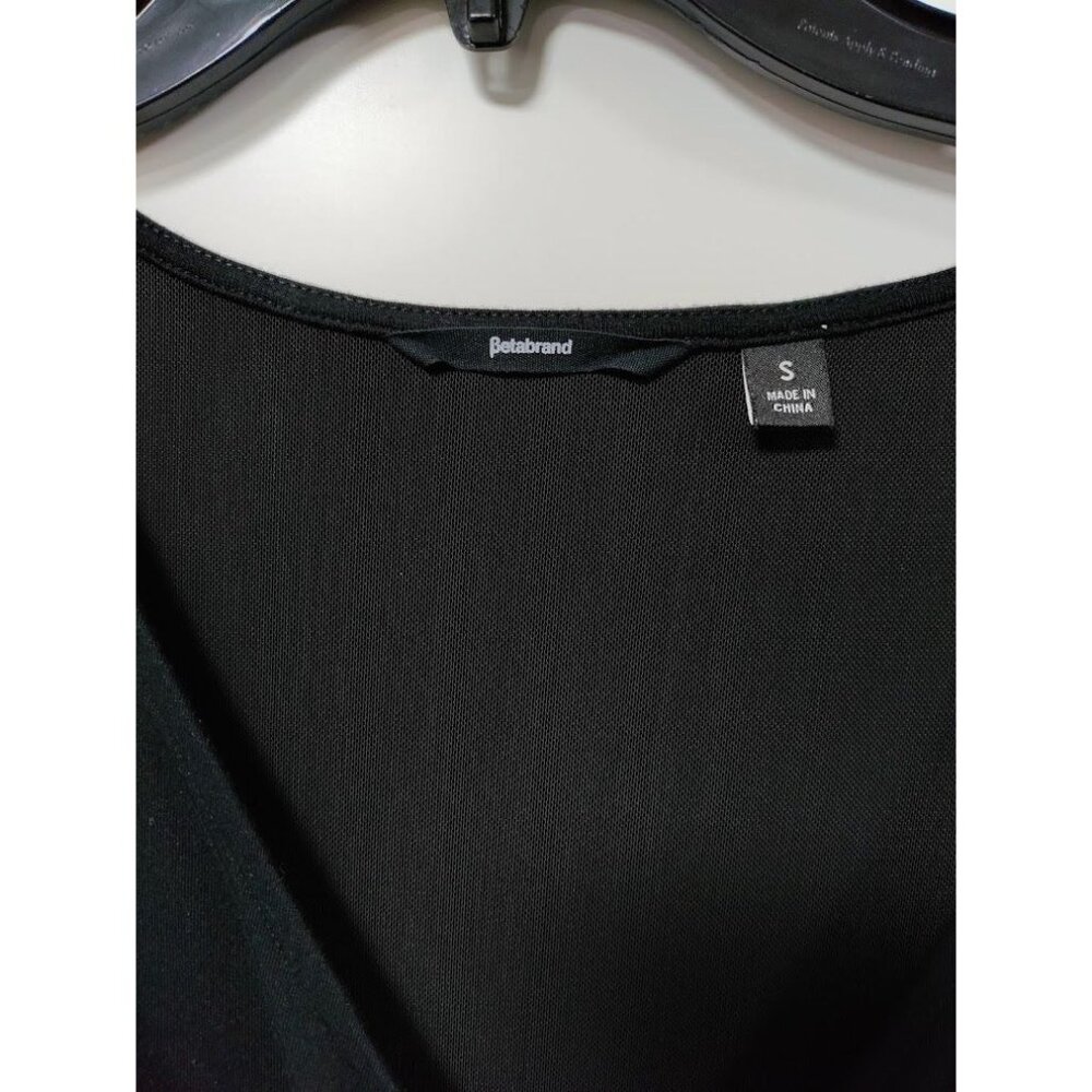 Betabrand Womens Stretch Surplice Neck Long Sleeve Peplum Blouse Black Small - Picture 4 of 9